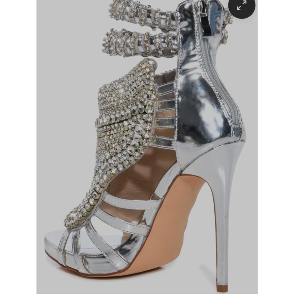 Azalea Wang Push Your Luck Stiletto Sandal In Silver (Runs Big) - Picture 13 of 13